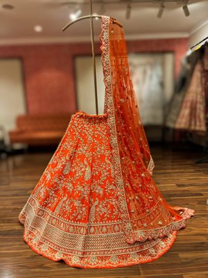 Coral bridal lehenga sale